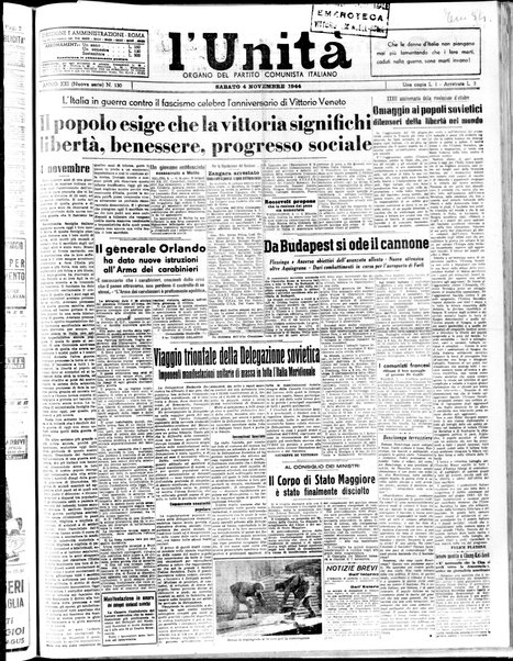 L'Unità : organo centrale del Partito comunista italiano